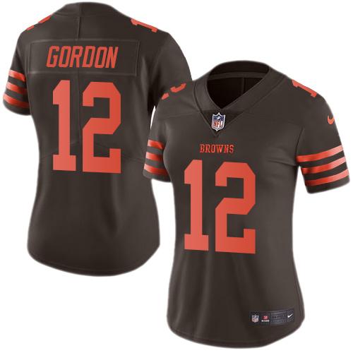 Nike Browns #12 Josh Gordon Brown Women's Stitched NFL Limited Rush Jersey